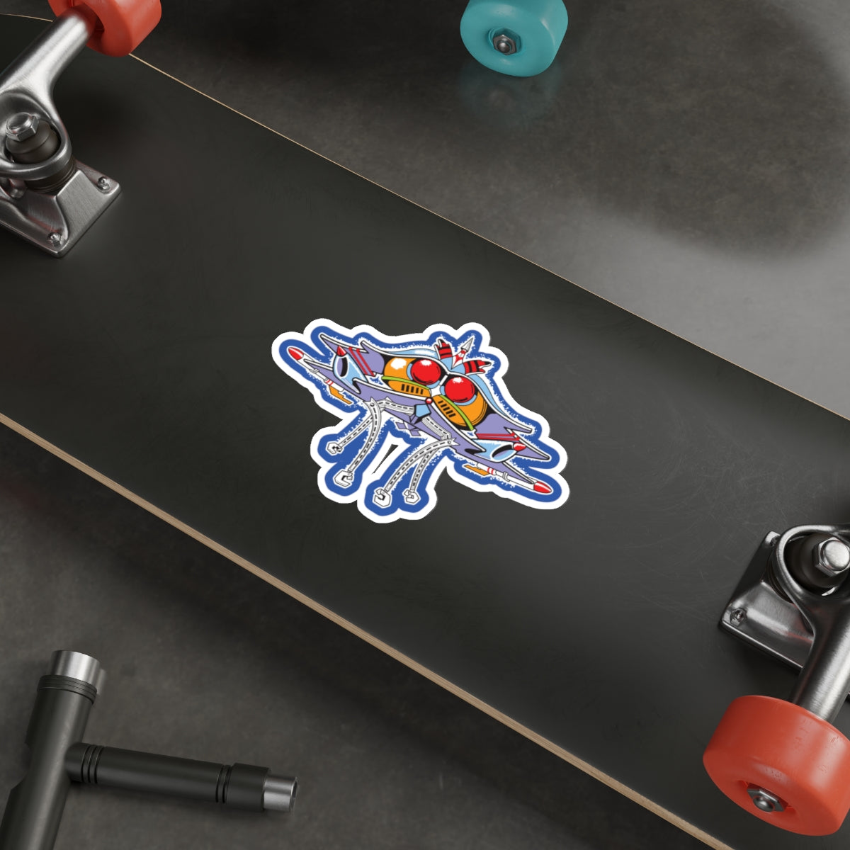 Galaga cabinet art die-cut stickers - Rerun Designs