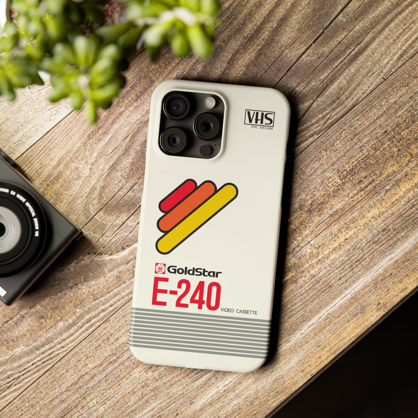 VHS Visions - retro Goldstar E-240 VHS tape inspired slim iPhone cases