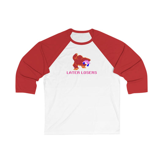 8-bit Legends: DonkeyKong "LATER LOSERS" unisex 3/4 sleeve baseball t-shirt