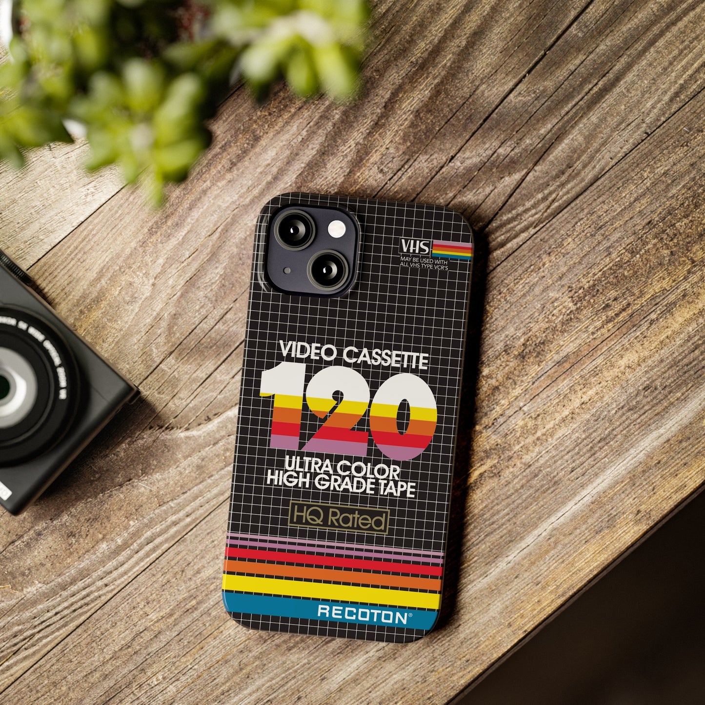 VHS Visions - retro RECOTON Ultra Color High Grade HQ 120 VHS tape inspired slim iPhone cases