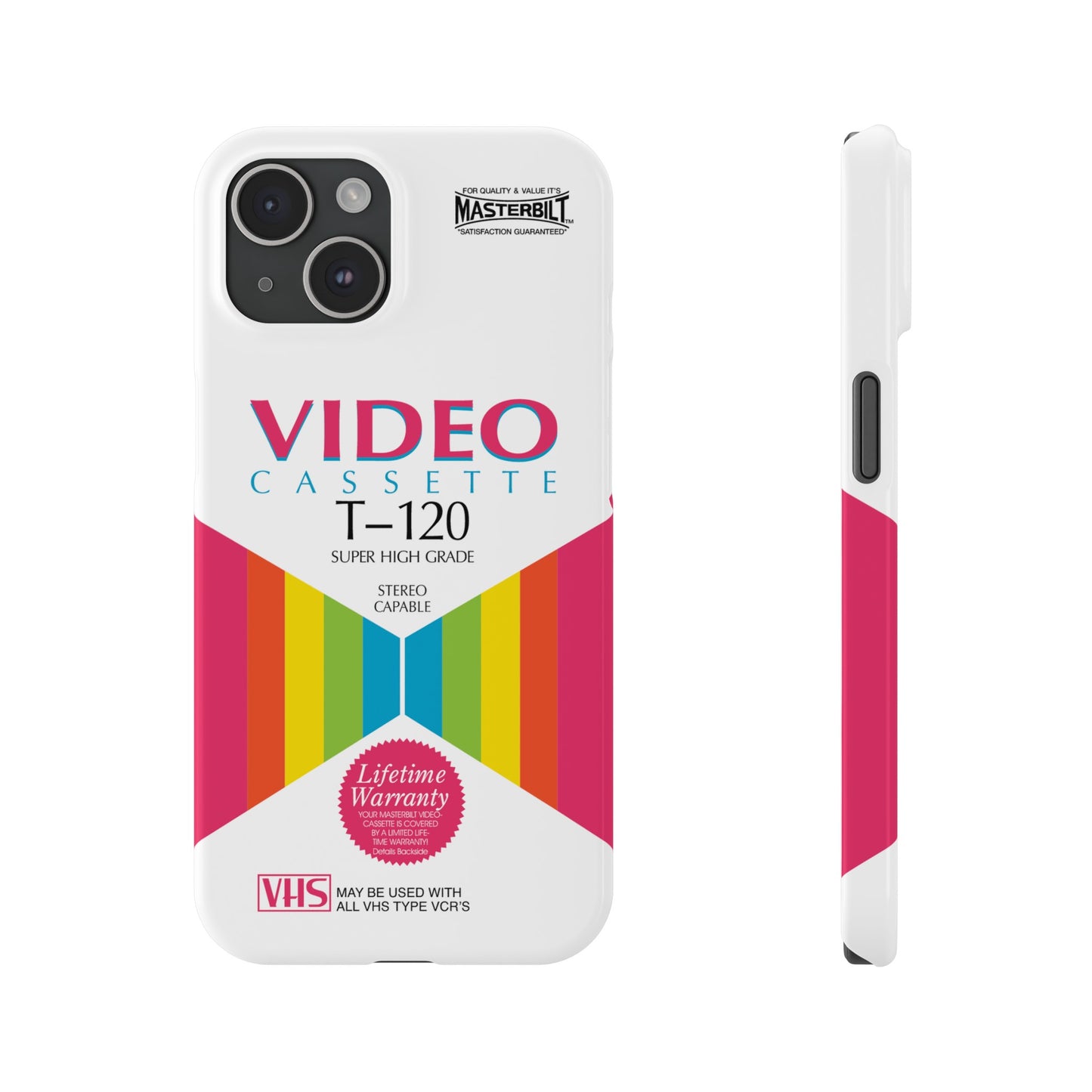 VHS Visions - retro Masterbilt T-120 Super High Grade VHS tape inspired slim iPhone cases