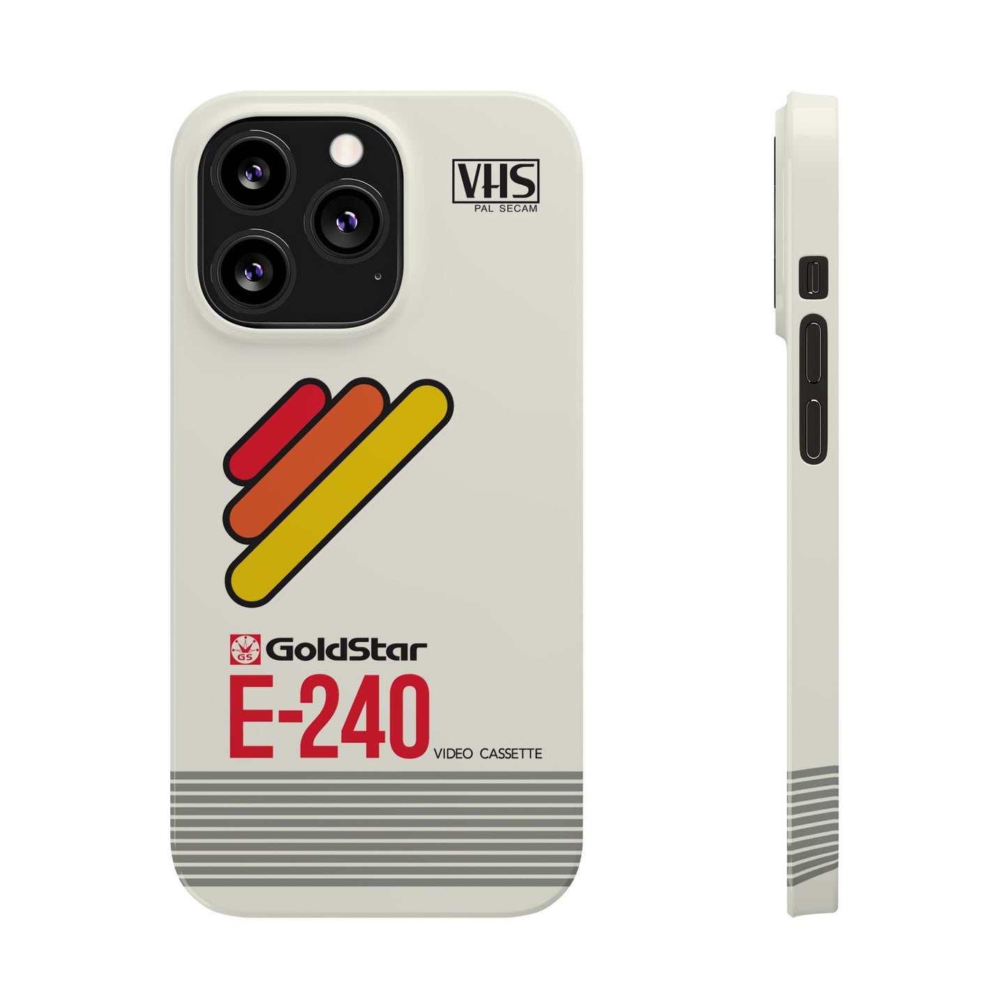 VHS Visions - retro Goldstar E-240 VHS tape inspired slim iPhone cases
