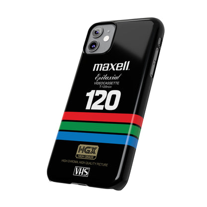 VHS Visions - retro Maxell Epitaxial T-120HGX VHS tape inspired slim iPhone cases
