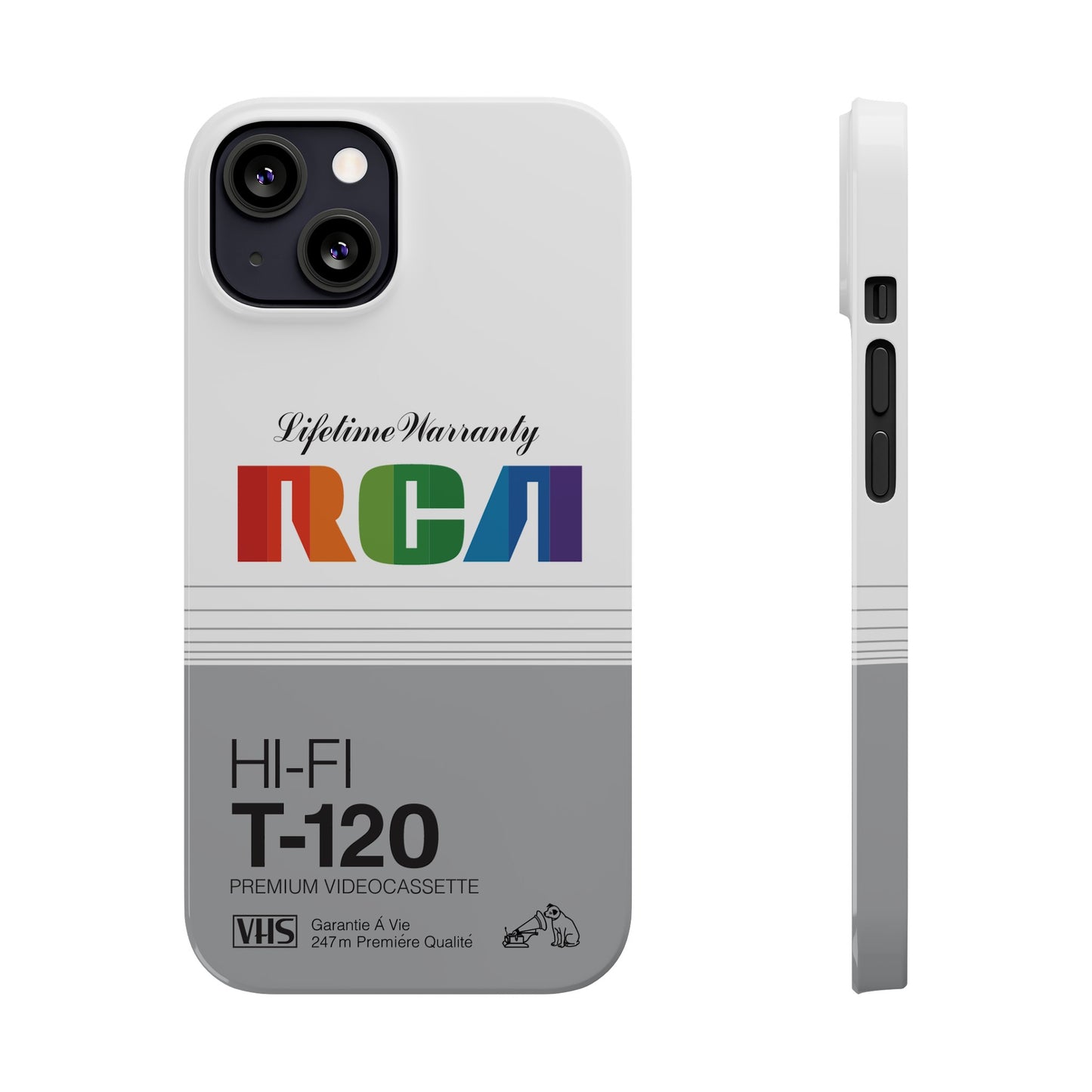 VHS Visions - retro RCA HI FI T-120 VHS tape inspired slim iPhone cases