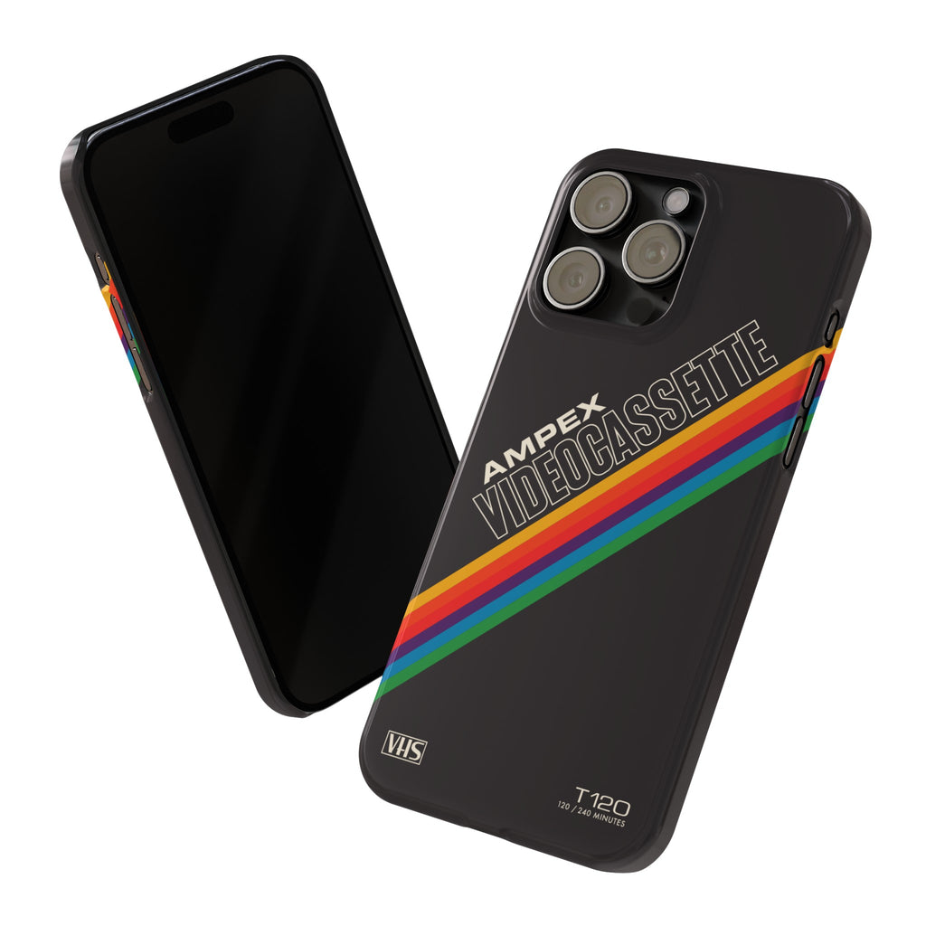 VHS Visions - retro AMPEX T-120 VHS tape inspired slim iPhone cases