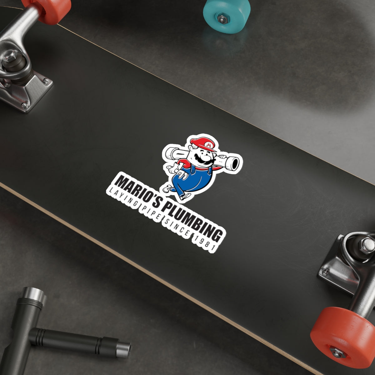 Marios Plumbing Laying Pipe Since 1981 - vinyl die cut sticker