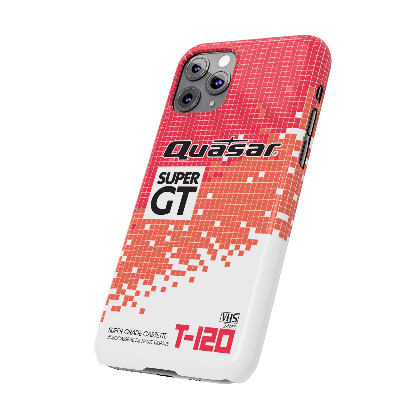 VHS Visions - retro Quasar Super GT T-120 VHS tape inspired slim iPhone cases