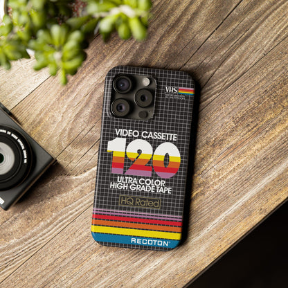 VHS Visions - retro RECOTON Ultra Color High Grade HQ 120 VHS tape inspired slim iPhone cases