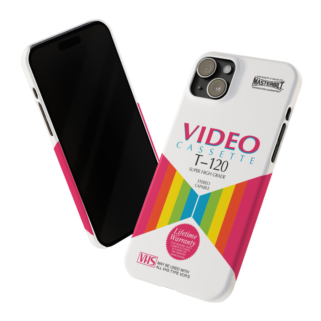 VHS Visions - retro Masterbilt T-120 Super High Grade VHS tape inspired slim iPhone cases