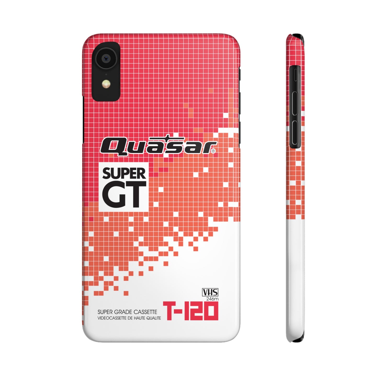 VHS Visions - retro Quasar Super GT T-120 VHS tape inspired slim iPhone cases