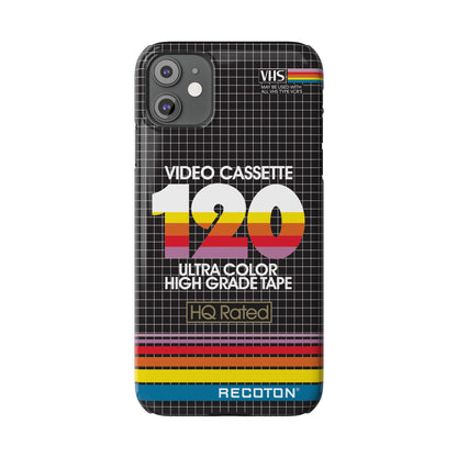 VHS Visions - retro RECOTON Ultra Color High Grade HQ 120 VHS tape inspired slim iPhone cases