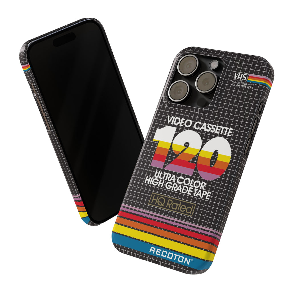 VHS Visions - retro RECOTON Ultra Color High Grade HQ 120 VHS tape inspired slim iPhone cases