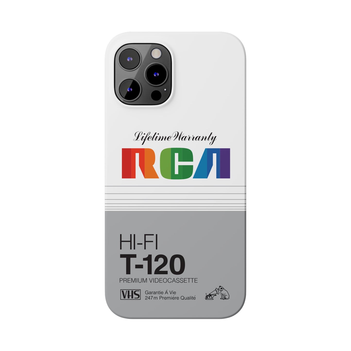 VHS Visions - retro RCA HI FI T-120 VHS tape inspired slim iPhone cases