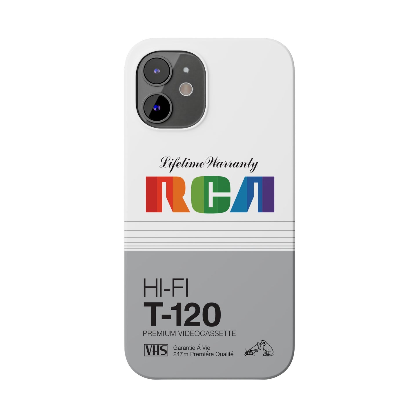 VHS Visions - retro RCA HI FI T-120 VHS tape inspired slim iPhone cases