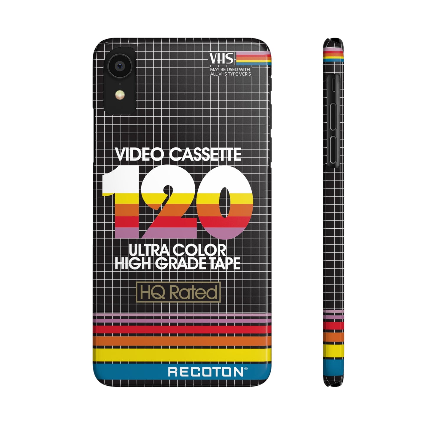 VHS Visions - retro RECOTON Ultra Color High Grade HQ 120 VHS tape inspired slim iPhone cases