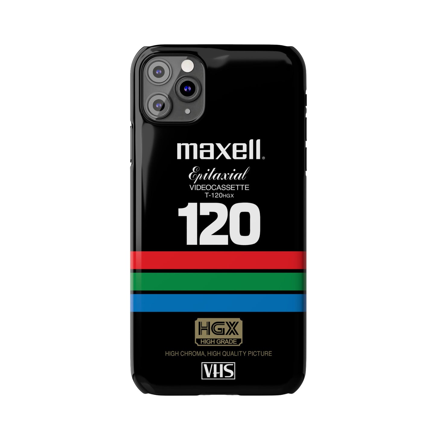 VHS Visions - retro Maxell Epitaxial T-120HGX VHS tape inspired slim iPhone cases