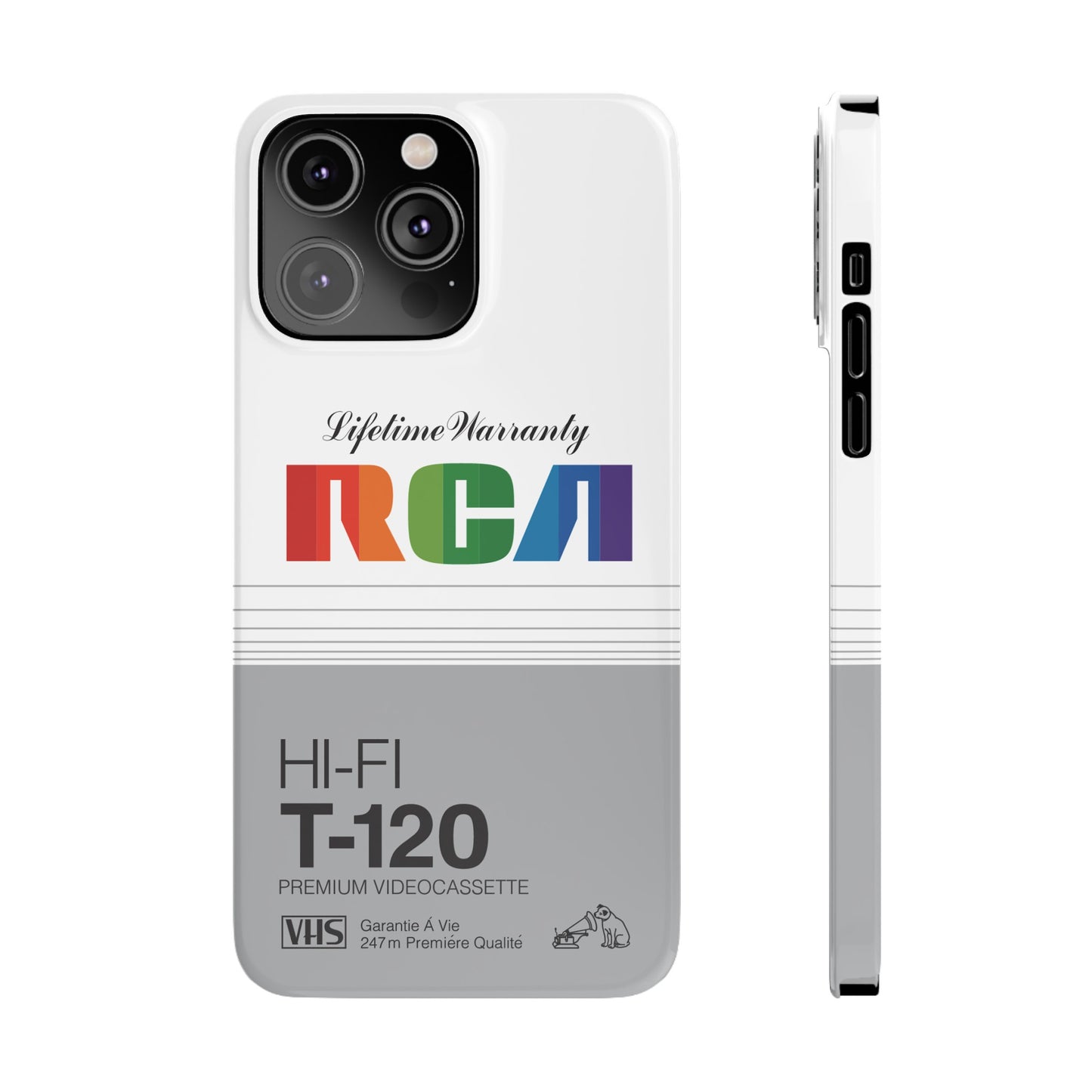 VHS Visions - retro RCA HI FI T-120 VHS tape inspired slim iPhone cases