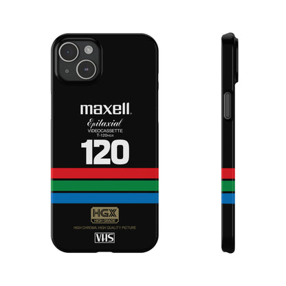 VHS Visions - retro Maxell Epitaxial T-120HGX VHS tape inspired slim iPhone cases