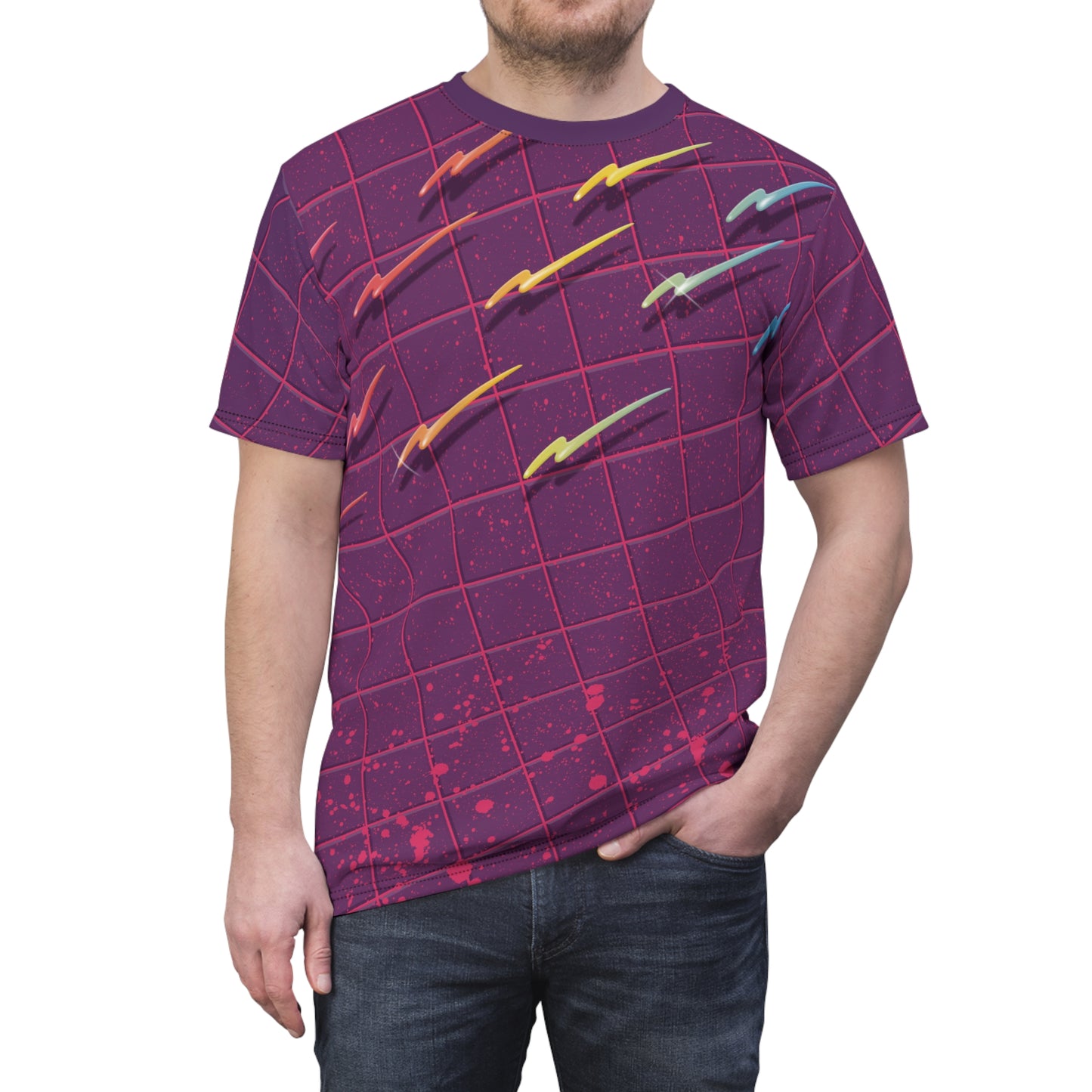 The Grid - Trapper Keeper inspired unisex cut & sew all over print tee