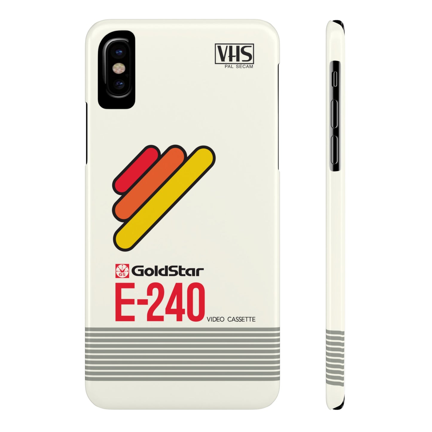 VHS Visions - retro Goldstar E-240 VHS tape inspired slim iPhone cases