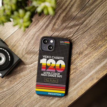 VHS Visions - retro RECOTON Ultra Color High Grade HQ 120 VHS tape inspired slim iPhone cases