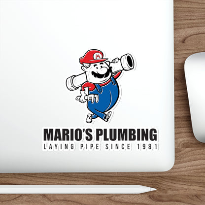 Marios Plumbing Laying Pipe Since 1981 - vinyl die cut sticker