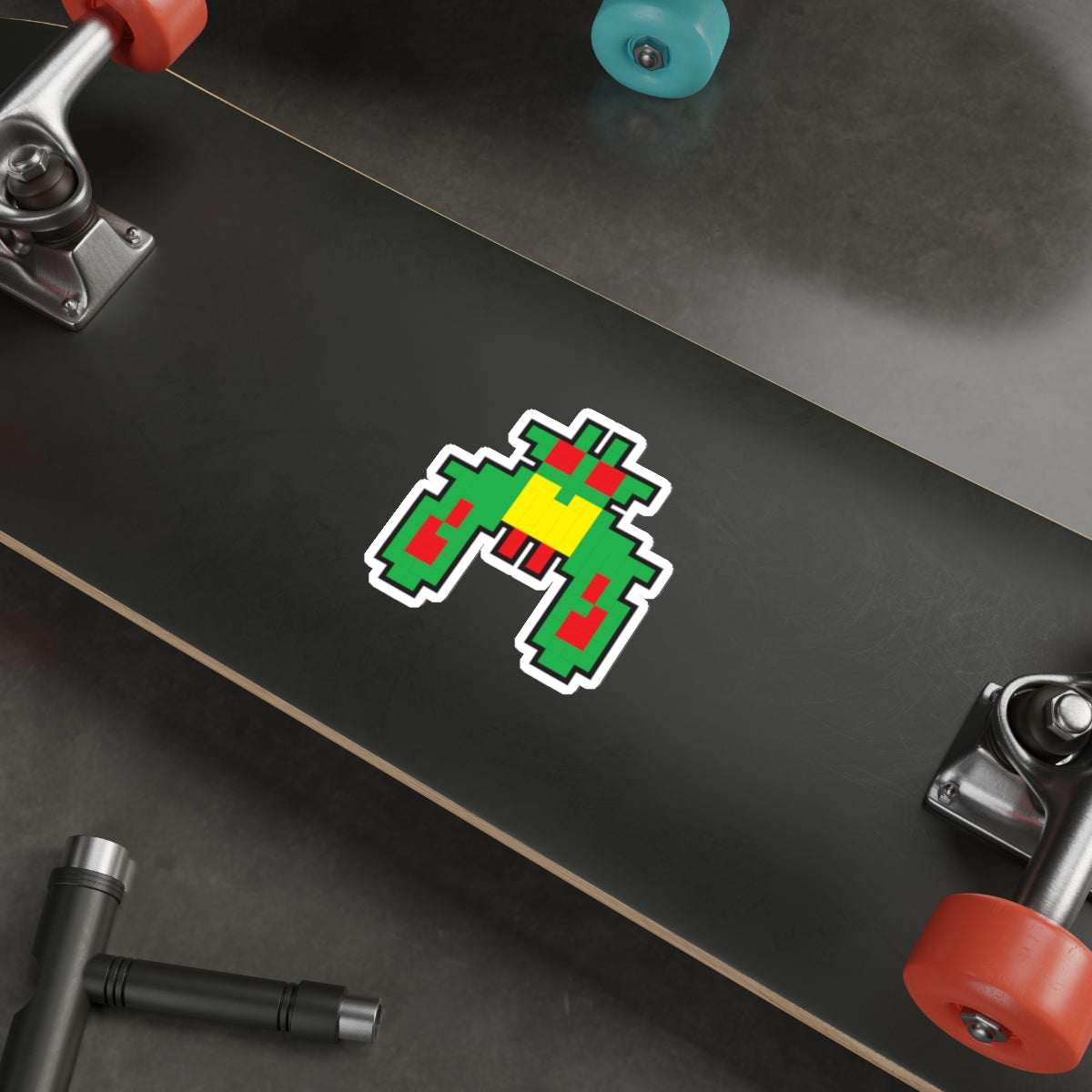 8-bit Legends: Galaga Green Boss die-cut stickers