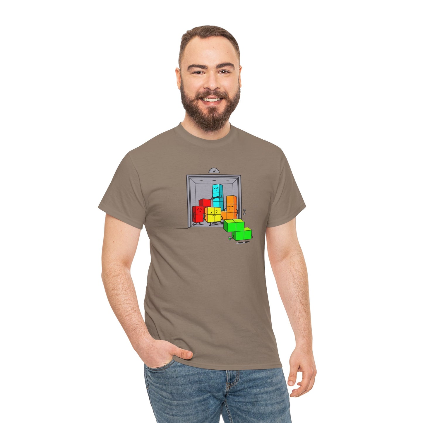 NES Tetris-inspired crowded elevator character mascot unisex t-shirt