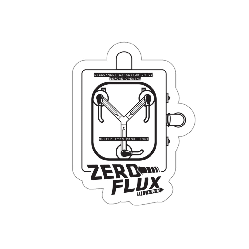 Back to the Future movie inspired "Zero Flux Given" flux capacitor die-cut vinyl sticker - Rerun Designs