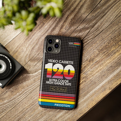 VHS Visions - retro RECOTON Ultra Color High Grade HQ 120 VHS tape inspired slim iPhone cases