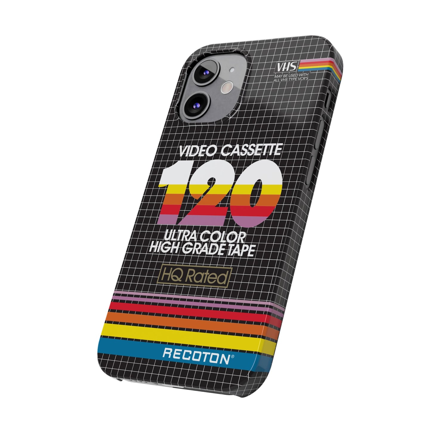 VHS Visions - retro RECOTON Ultra Color High Grade HQ 120 VHS tape inspired slim iPhone cases