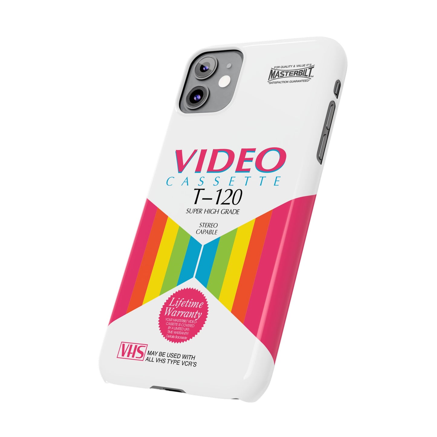 VHS Visions - retro Masterbilt T-120 Super High Grade VHS tape inspired slim iPhone cases