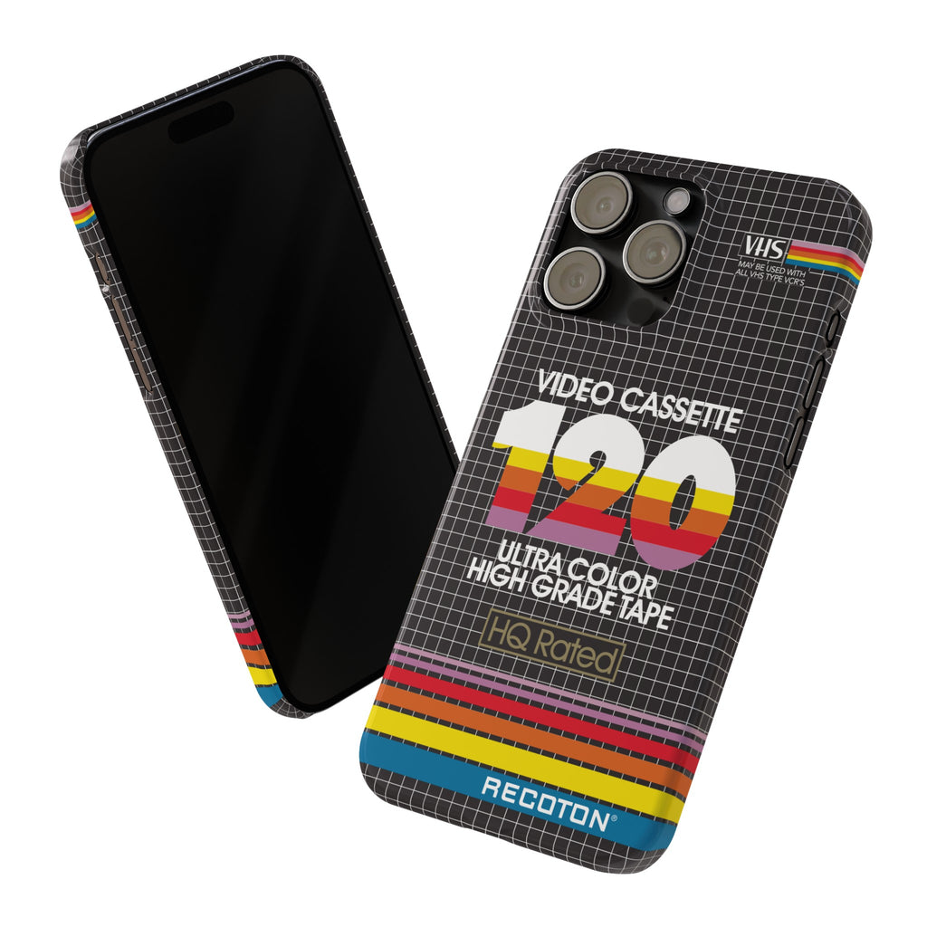 VHS Visions - retro RECOTON Ultra Color High Grade HQ 120 VHS tape inspired slim iPhone cases