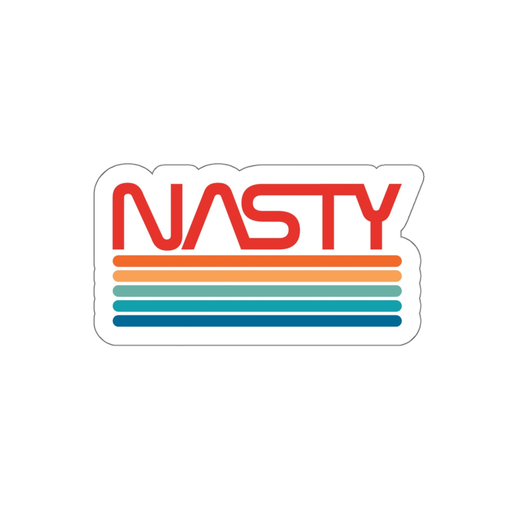 NASTY vintage rainbow NASA logo inspired die-cut stickers - Rerun Designs