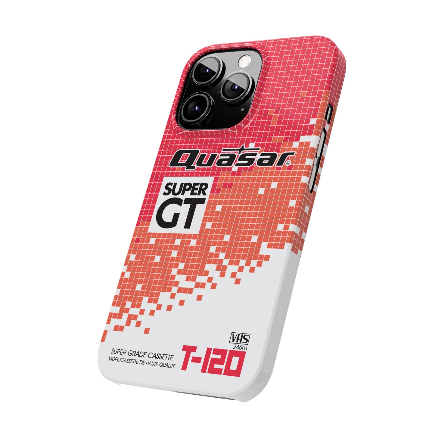 VHS Visions - retro Quasar Super GT T-120 VHS tape inspired slim iPhone cases