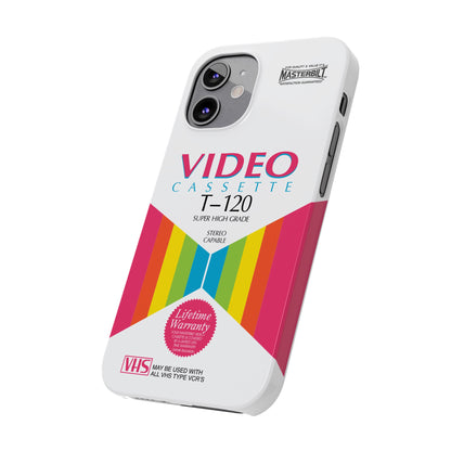 VHS Visions - retro Masterbilt T-120 Super High Grade VHS tape inspired slim iPhone cases