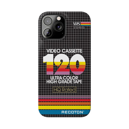 VHS Visions - retro RECOTON Ultra Color High Grade HQ 120 VHS tape inspired slim iPhone cases