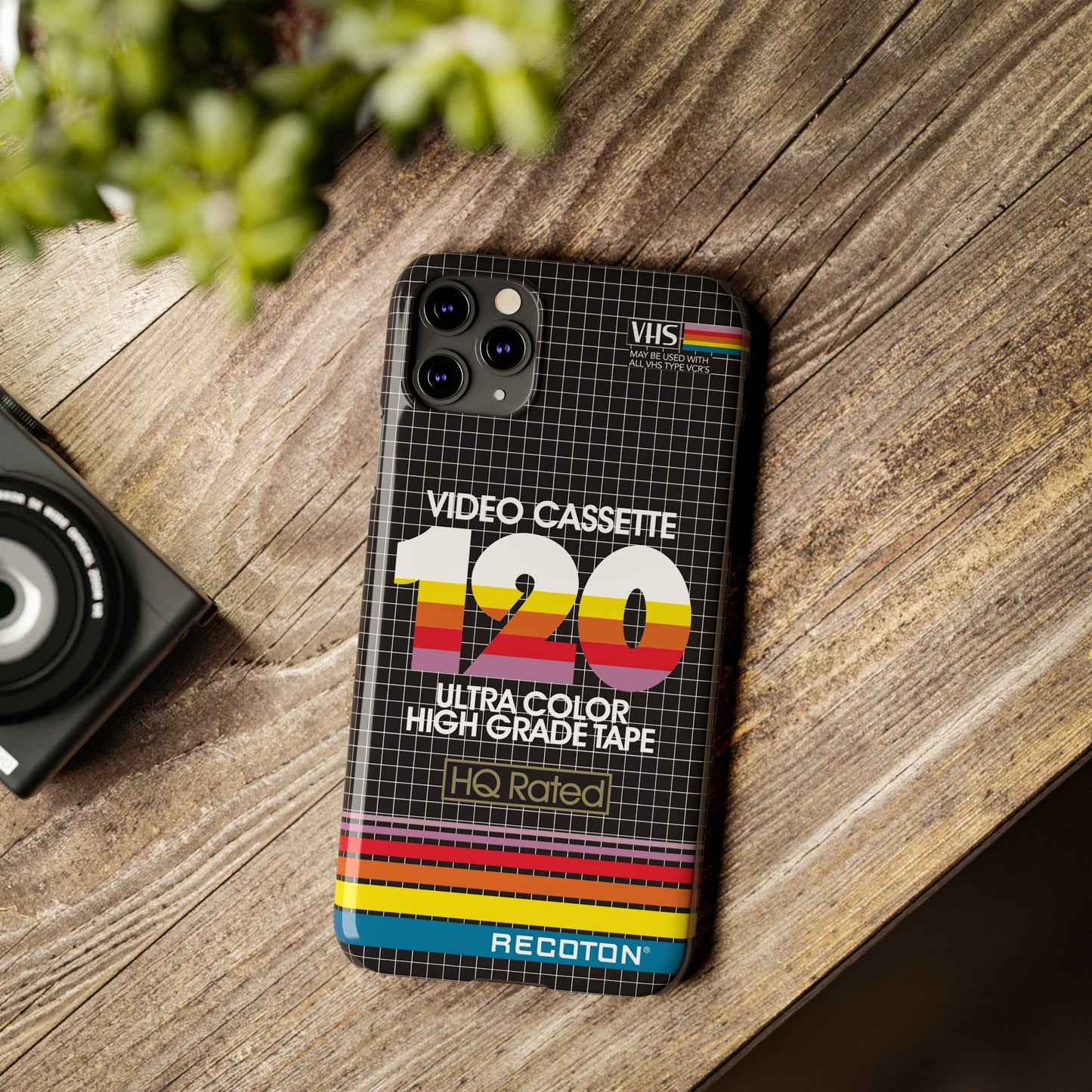VHS Visions - retro RECOTON Ultra Color High Grade HQ 120 VHS tape inspired slim iPhone cases
