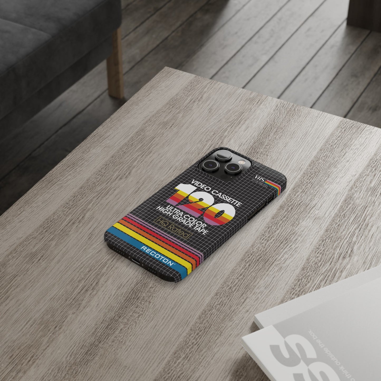 VHS Visions - retro RECOTON Ultra Color High Grade HQ 120 VHS tape inspired slim iPhone cases