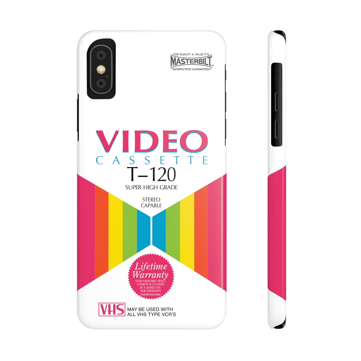 VHS Visions - retro Masterbilt T-120 Super High Grade VHS tape inspired slim iPhone cases