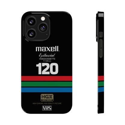 VHS Visions - retro Maxell Epitaxial T-120HGX VHS tape inspired slim iPhone cases