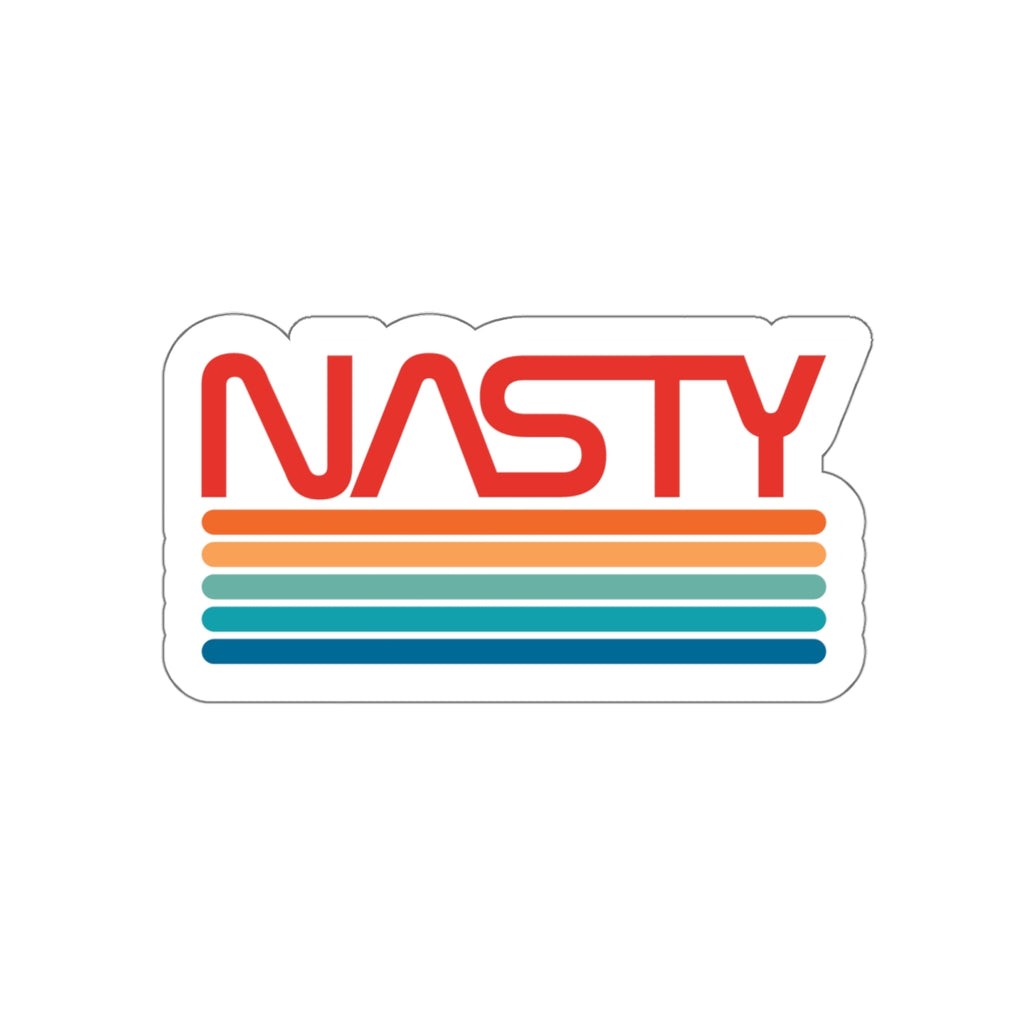 NASTY vintage rainbow NASA logo inspired die-cut stickers - Rerun Designs