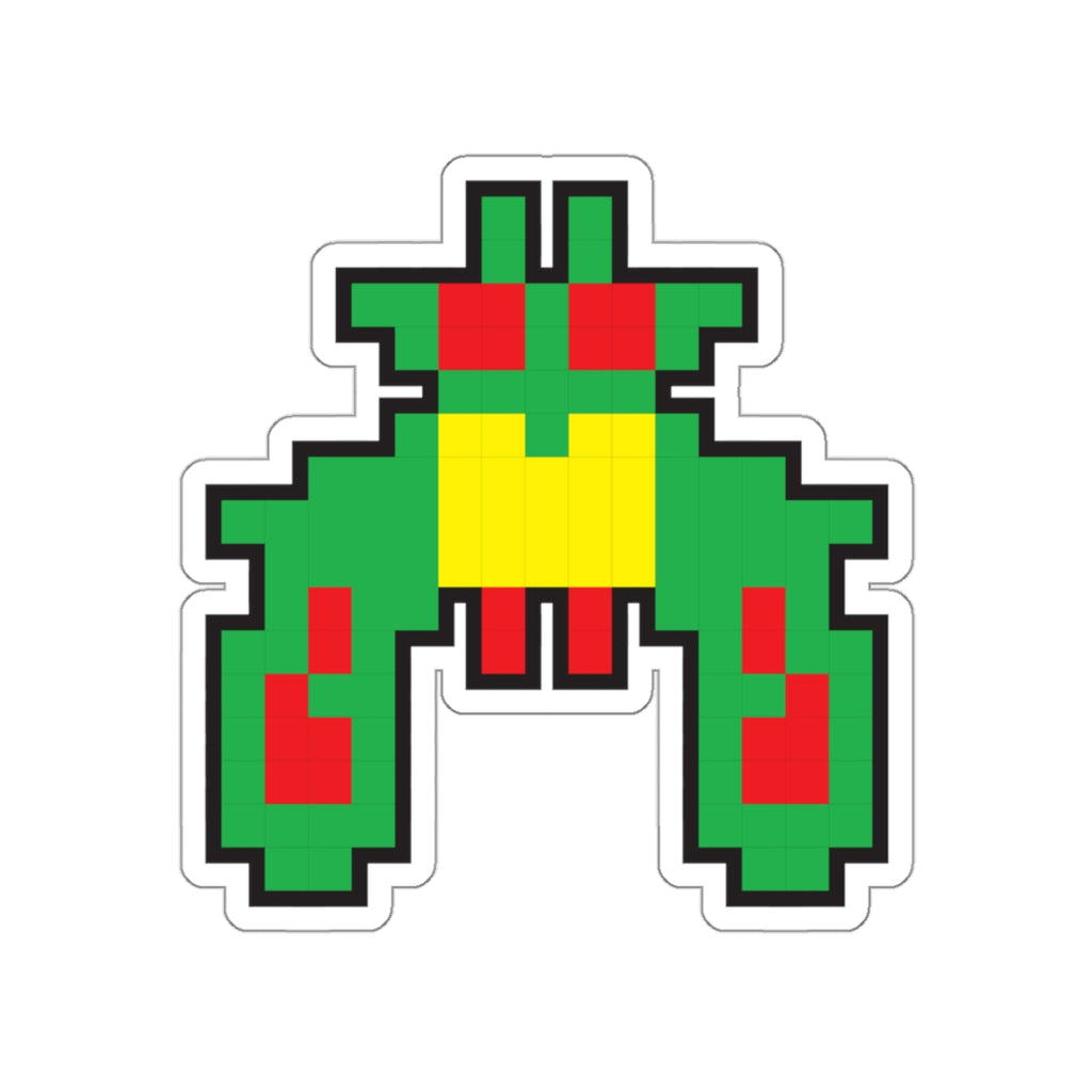 8-bit Legends: Galaga Green Boss die-cut stickers - Rerun Designs