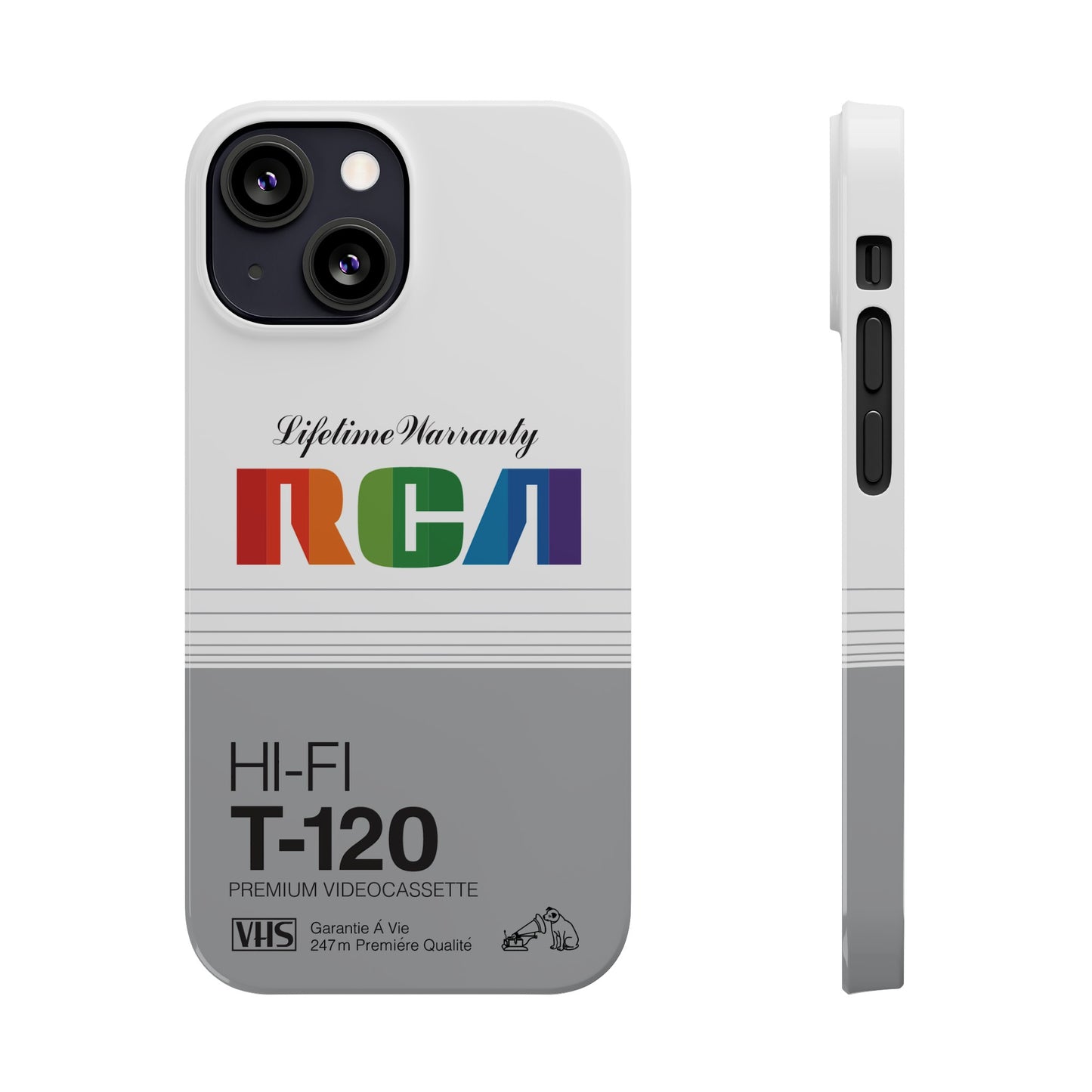 VHS Visions - retro RCA HI FI T-120 VHS tape inspired slim iPhone cases