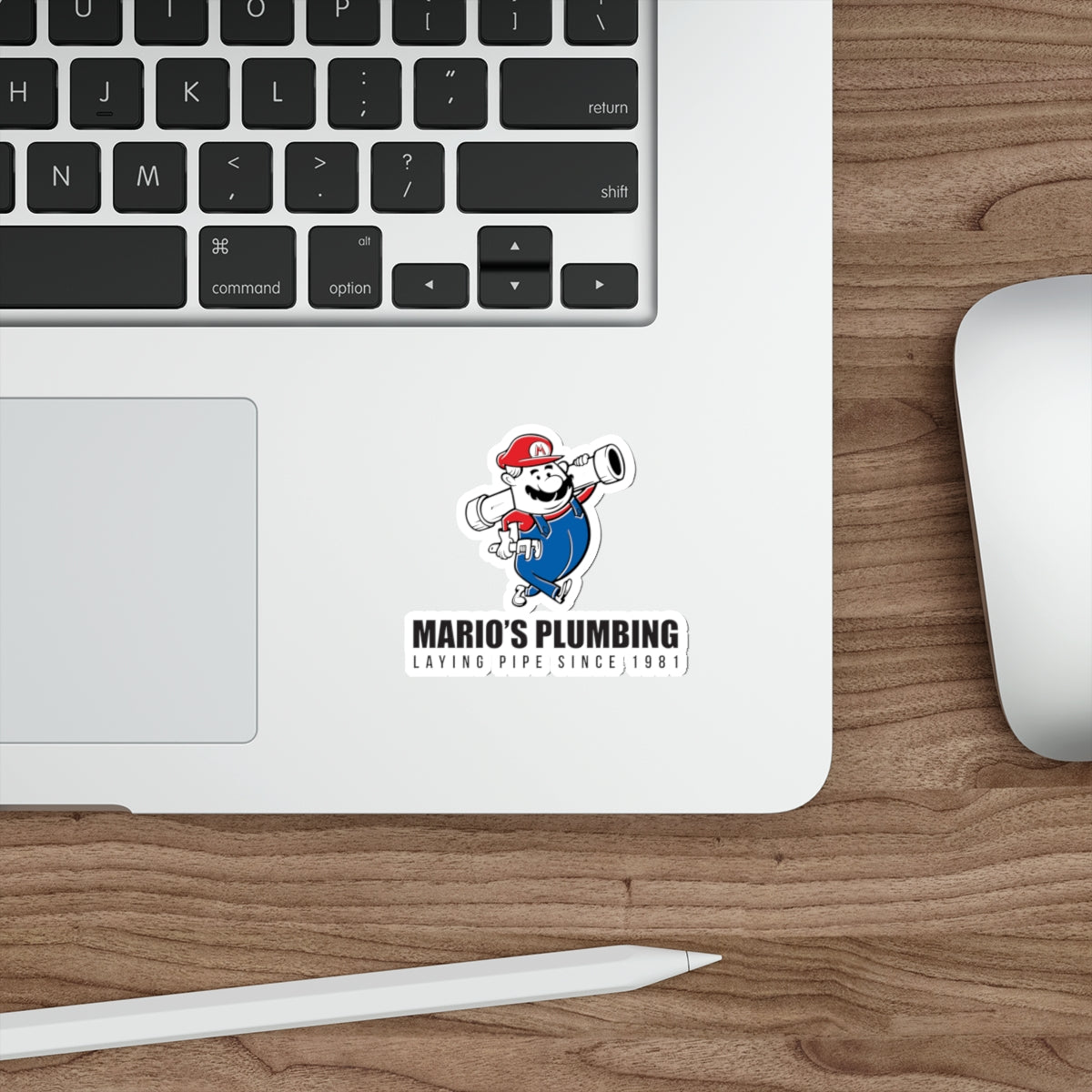 Marios Plumbing Laying Pipe Since 1981 - vinyl die cut sticker
