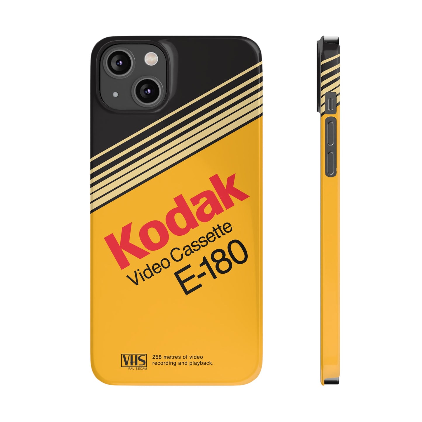 VHS Visions - retro Kodak E180 VHS tape inspired slim iPhone cases