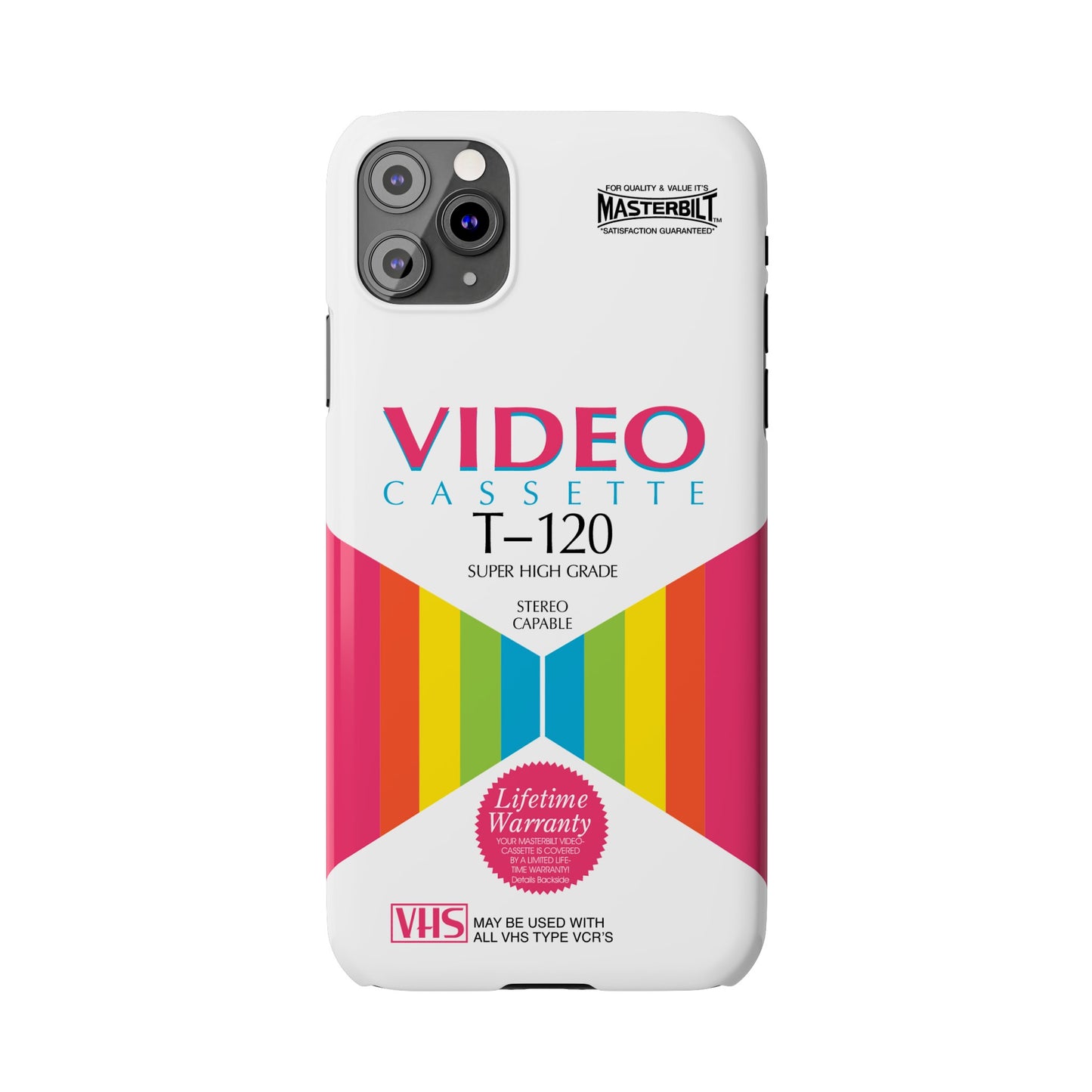 VHS Visions - retro Masterbilt T-120 Super High Grade VHS tape inspired slim iPhone cases