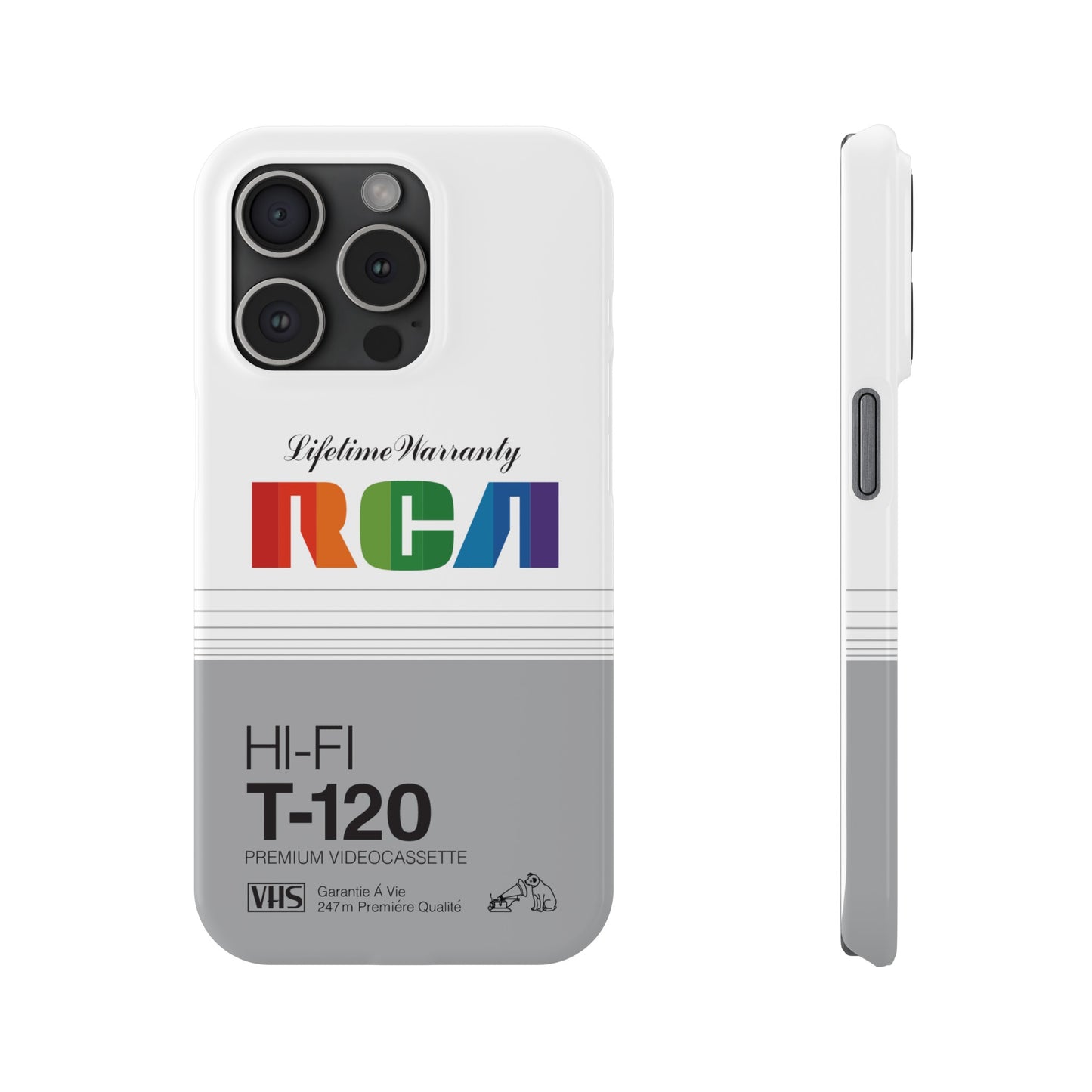 VHS Visions - retro RCA HI FI T-120 VHS tape inspired slim iPhone cases