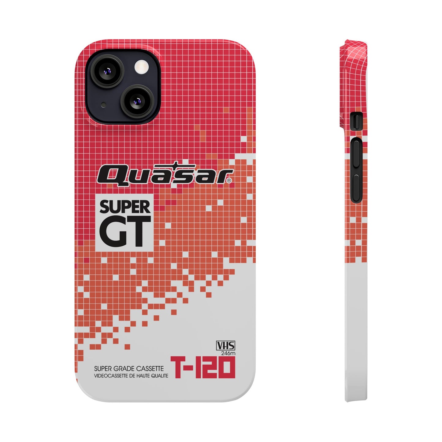 VHS Visions - retro Quasar Super GT T-120 VHS tape inspired slim iPhone cases