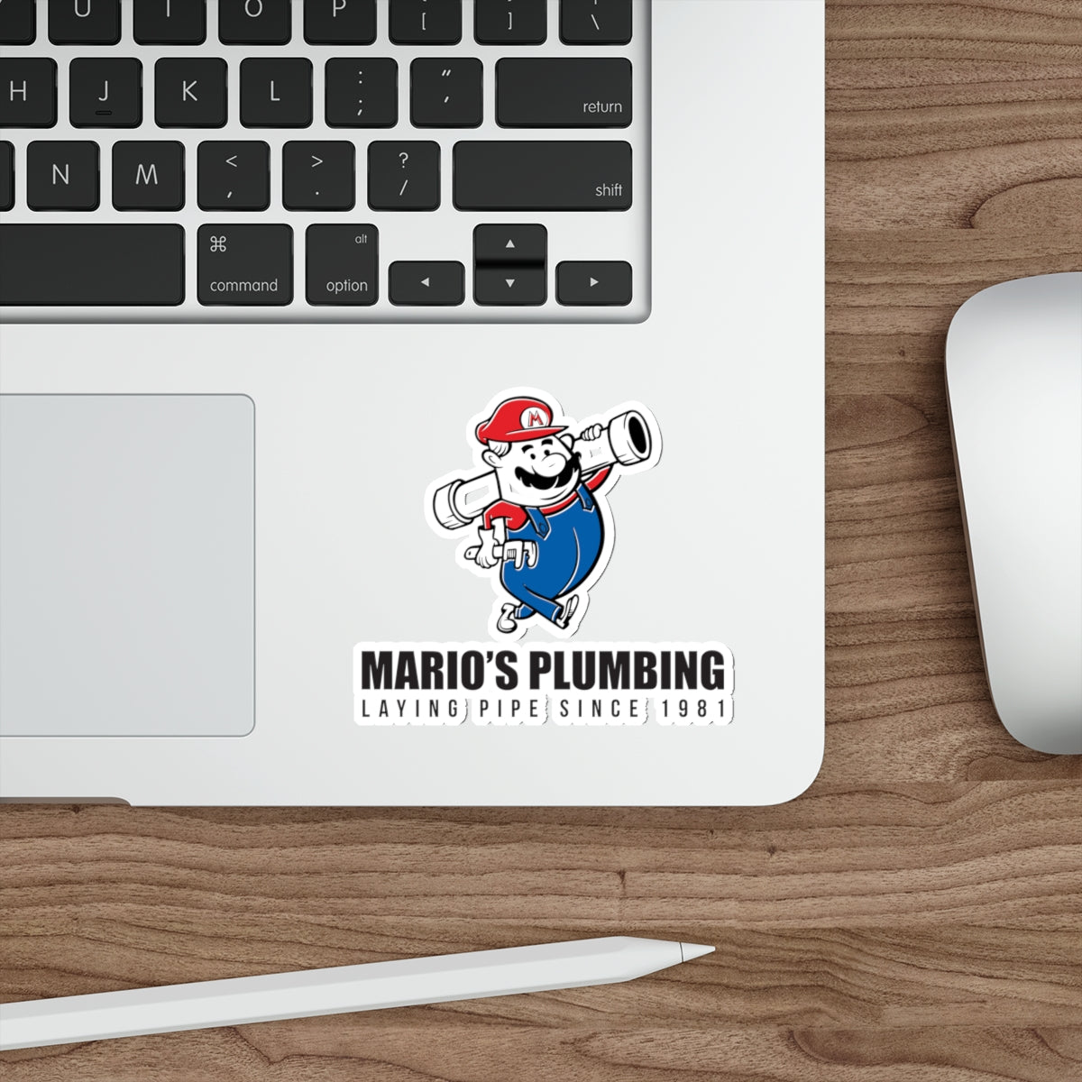 Marios Plumbing Laying Pipe Since 1981 - vinyl die cut sticker
